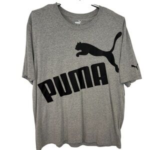 Puma Heather Gray Tee with Bold Black Logo